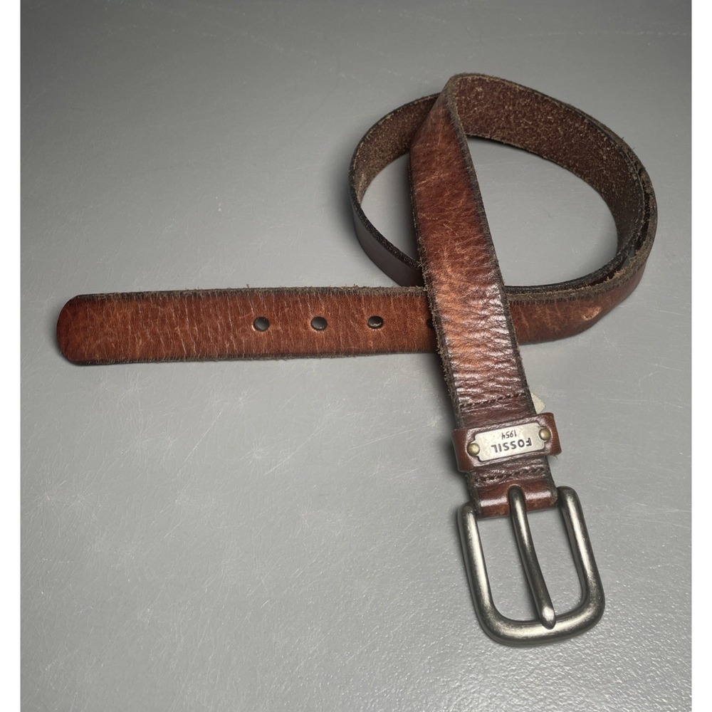 Vintage Fossil Leather Belt Brown Distress Leather Medium - Picture 1 of 15